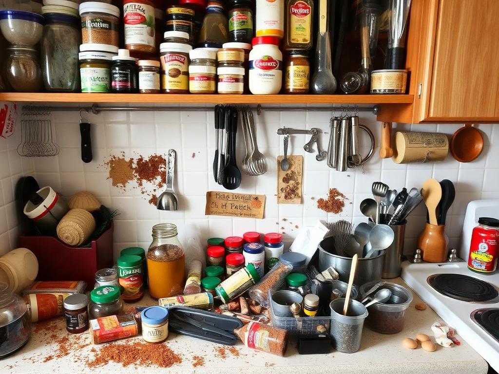 Messy kitchen before Meavens organization